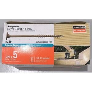 (50) Simpson Strong-Tie SDWS22500DB-R50 - 5" x .220 Timber Screws Ext Grade